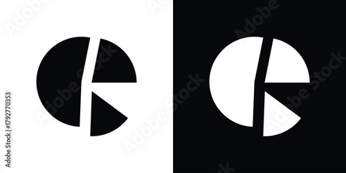 Market share icon flat design. Modern style in black color.