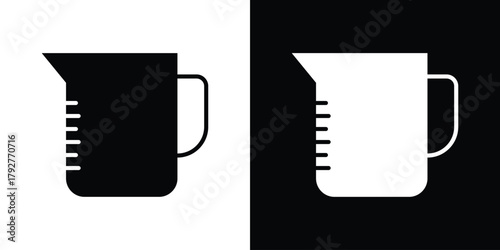 Measuring cup icon flat design. Modern style in black color.