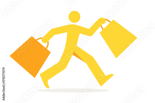 Shopper tones vibrant vector bright clear contrasting soft icon yellow silhouette flat