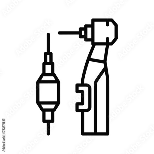 Dental drill and handpiece icon