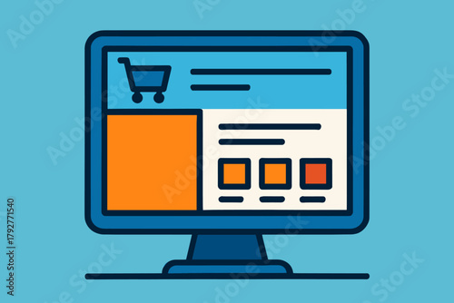 E vector commerce visual icon cherry key contrast geometric minimal flat bright