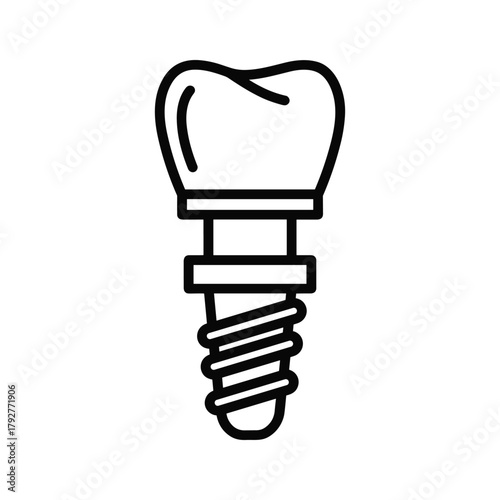 Stylized icon of a dental implant, a screwlike post with a crown