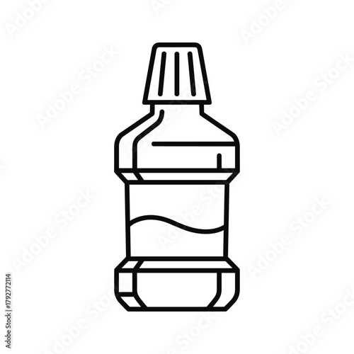 Line art icon of a bottle of mouthwash isolated on a