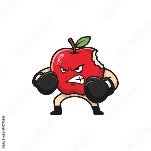 Angry Apple Boxer Mascot Fighting Champion T-Shirt