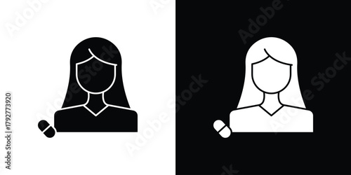 Pharmacist icon flat design. Modern style in black color.