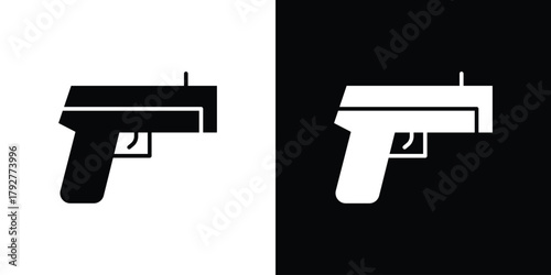 Pistol icon flat design. Modern style in black color.