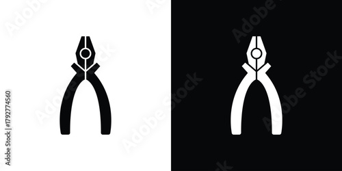 Pliers icon flat design. Modern style in black color.