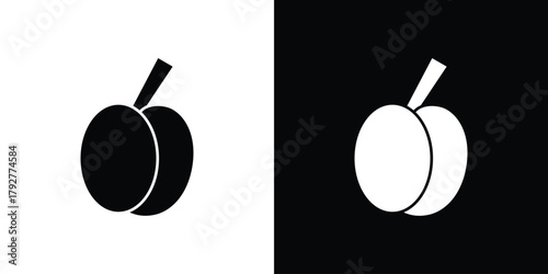 Plum icon flat design. Modern style in black color.