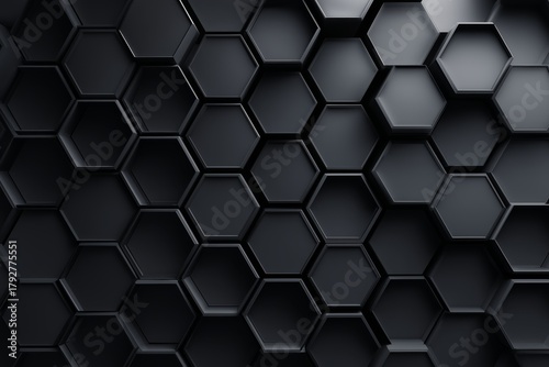 Stylish Black and Gold Hexagonal Pattern on a Modern Wall in a Sleek Interior...