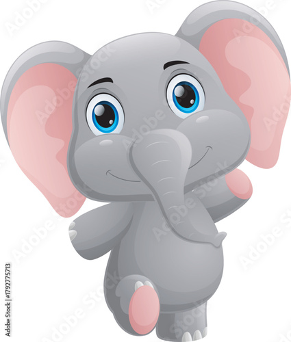 Cute elephant cartoon on white background