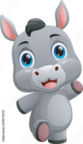 Cute donkey cartoon on white background