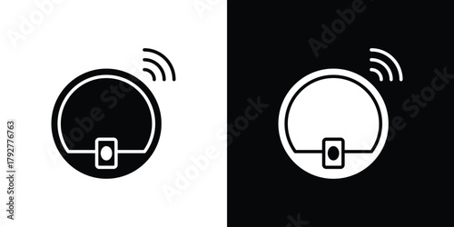 Robot vacuum cleaner icon flat design. Modern style in black color.
