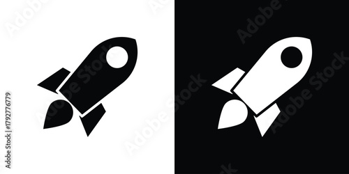 Rocket icon flat design. Modern style in black color.