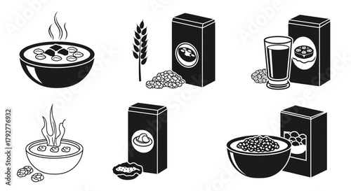 Hot Cereal Breakfast Oatmeal Varieties with Packaging Design and Nutritional Content