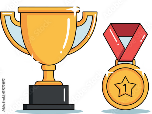 Golden Trophy and Medal for First Place Victory