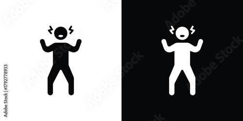 Shocked human icon flat design. Modern style in black color.