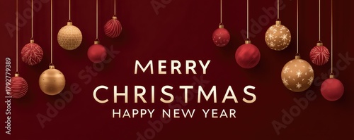 christmas greeting card with hanging decoration illustration