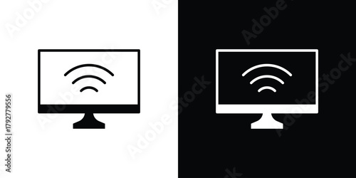 Smart tv icon flat design. Modern style in black color.