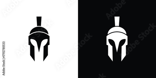 Spartan Helmet icon flat design. Modern style in black color.