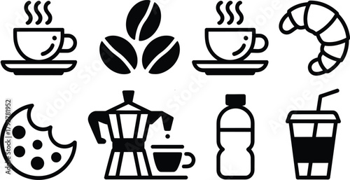 Coffee and Pastry Icons Set