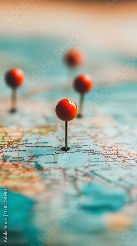 Colorful Pins Mark Important Locations on a World Map, Guiding Future Adventures and Trips