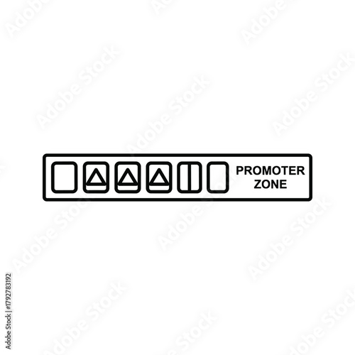 Promoter zone indicator with directional arrows and rating icons