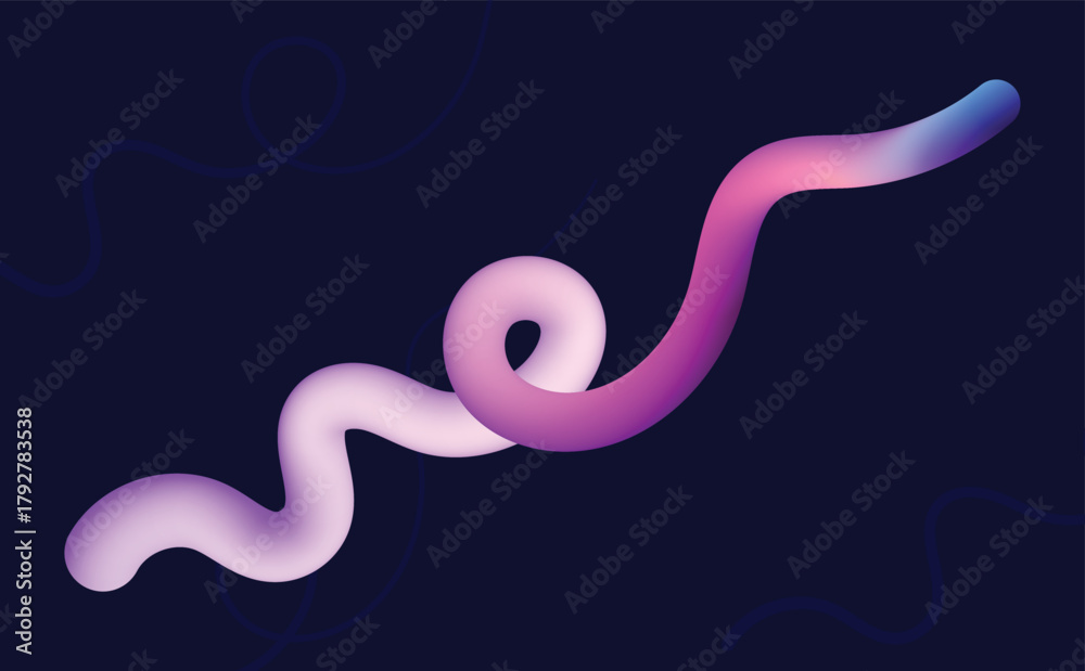 Obraz premium Abstract gradient worm on dark background with soft pink and purple hues