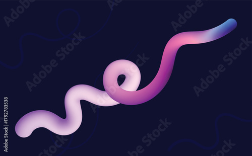 Abstract gradient worm on dark background with soft pink and purple hues