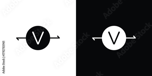 Voltmeter icon flat design. Modern style in black color.