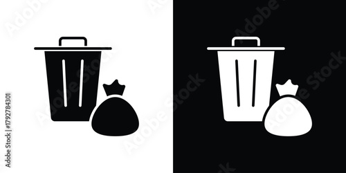 Waste icon flat design. Modern style in black color.