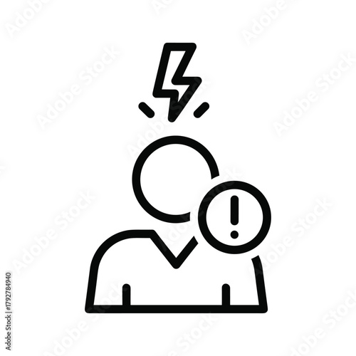 Icon representing stress or burnout with a lightning bolt and exclamation mark