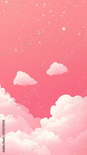 Vibrant Sunset Sky Filled With Soft Clouds and Twinkling Stars Shining Brightly.