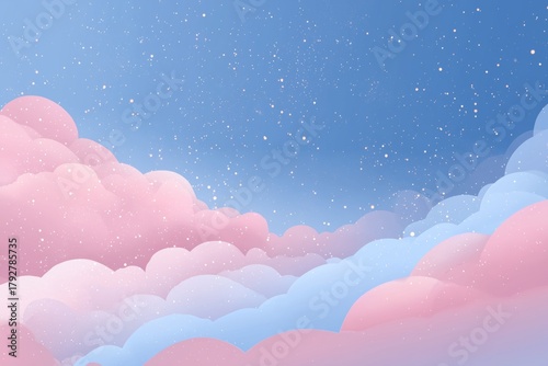 Soft Pink and Blue Clouds Fill a Serene Sky at Dawn With a Hint of Sparkling ...