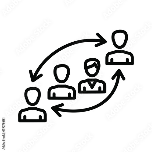 People in a line with arrows icon