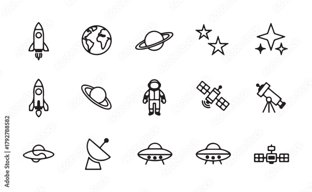 Fototapeta premium space exploration icon set