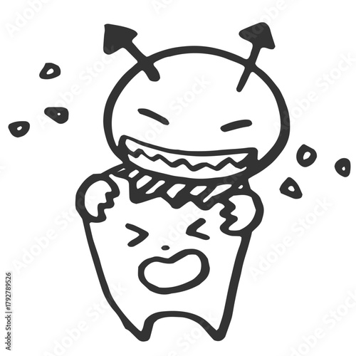 歯を齧るバイ菌　線画