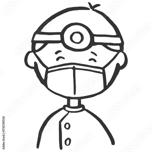 笑顔の歯科医　線画