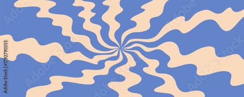 Wavy swirl motion background in blue, abstract cloud pattern resembling sky flow. Wavy motion composition with dynamic curved rhythm. Vector illustration.