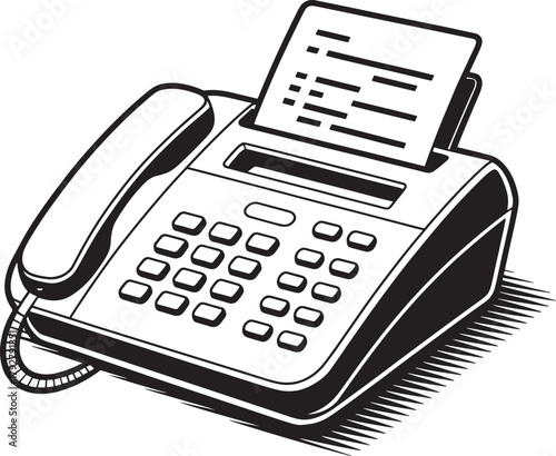 Fax machine vector illustration for office communication and technology concept
