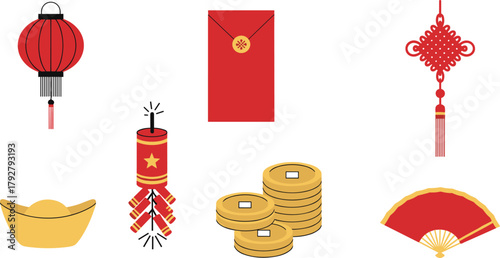 Traditional chinese new year decorations and symbols