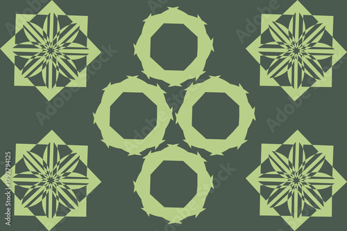 Muted abstract geometric tile in soft green palette — soothing decorative digital wallpaper (for decorative digital use only)