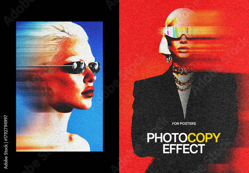 Abstract Bad Scan Poster Photo Effect Mockup