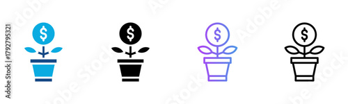 Growth Icon Multiple Style Vector Illustration