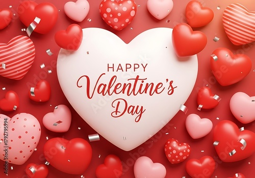 Celebrate love and romance with a stunning display of vibrant red and pink hearts, perfect for Valentine's Day invitations, cards, and decorations