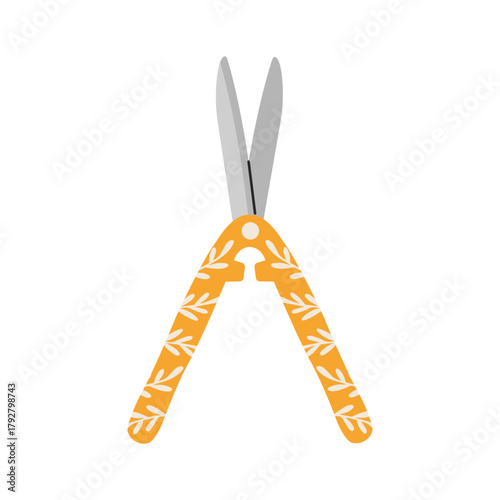 Cute garden scissors isolated on white background. Vector illustration.