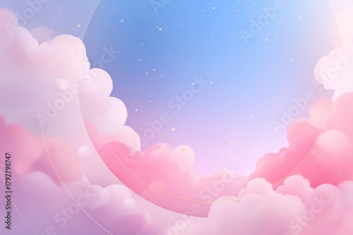 Soft Pink and Blue Clouds Fill a Serene Sky at Dawn With a Hint of Sparkling ...