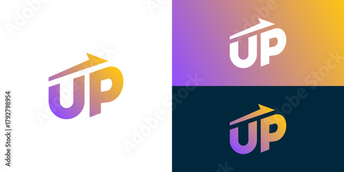 Creative simple UP logo template. Modern UP typography for Business startup logo design vector illustration.