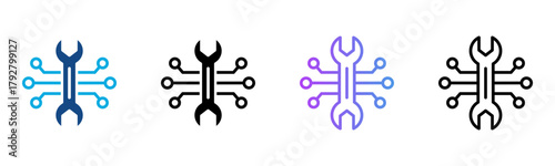 Remote Maintenance Icon Multiple Style Vector Illustration
