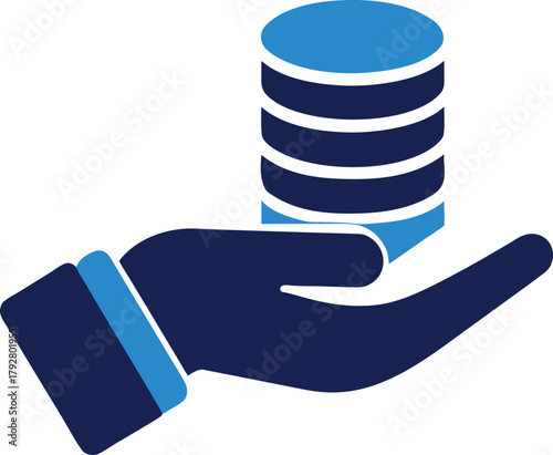 Loan Icon. Symbol of finance banking money savings holding on hand vector icon