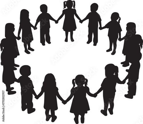 Diverse children holding hands in a circle celebrating global unity and human rights day